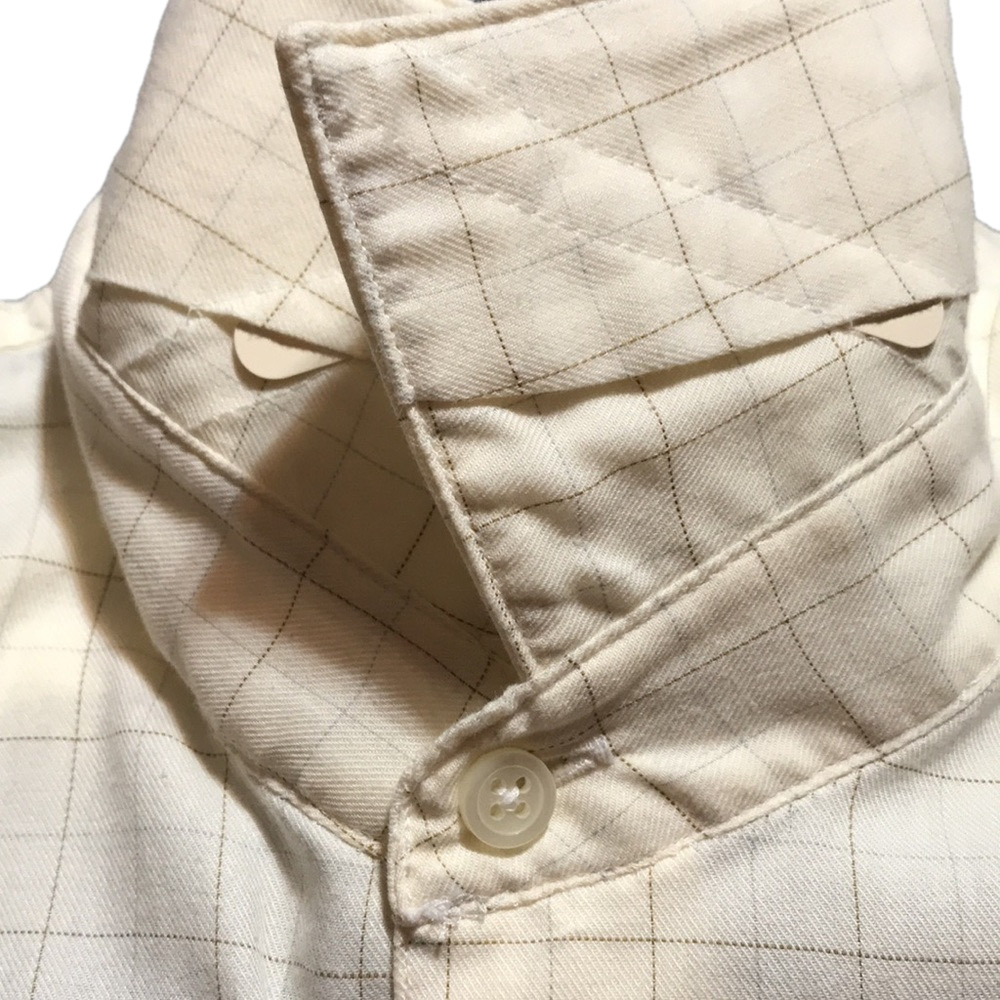 JOHN HENRY—VTG—Men’s Cream Plaid LS Twill Dress Shirt—16 1/2 Neck, 34/35 Sleeve - Picture 7 of 11
